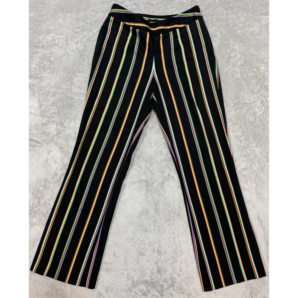 Y2K Metrostyle Rainbow Stripe Wide Leg Pants Women's‎ Sz 6 Black Cotton Retro